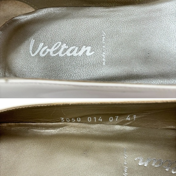 Voltan Patent Leather Bow Flats Black White Sz. 10.5/41 - Picture 8 of 9